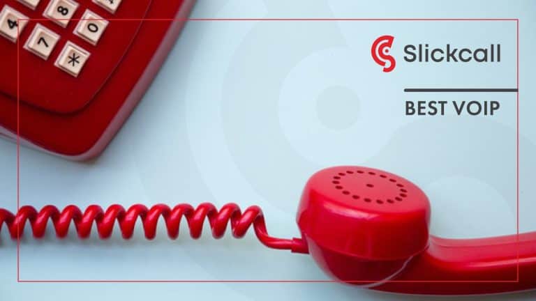 A red telephone is demonstrating Slickcall as the best VoIP app