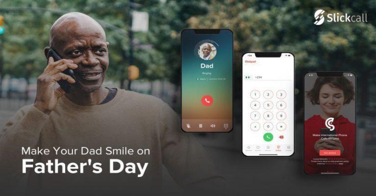 A dad is calling his daughter using Slickcall on the Father's Day