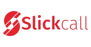 Red stylish logo of an international calling application named Slickcall