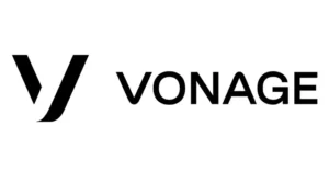 The black logo of Vonage, a reliable calling app