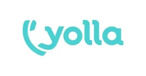 The marine colored logo of an international calling service provider named as Yolla