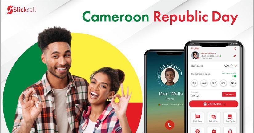 A boy and girl is celebrating Cameroon Republic Day with Slickcall app