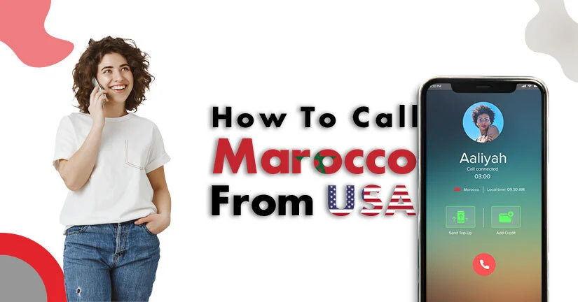 A girl in a white dress is learning how to call Morocco from the USA