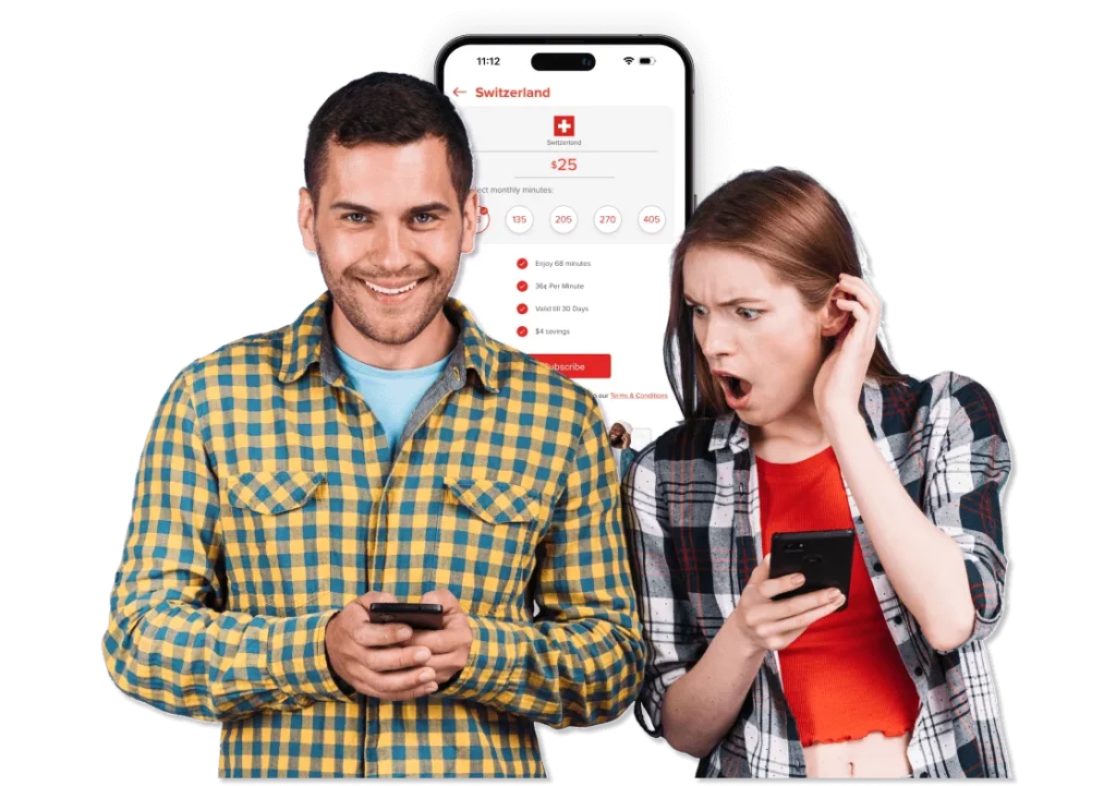 A boy and girl are making International mobile top up from Slickcall