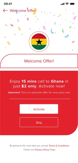 Ghana Welcome offer for all Kenyan customers of Slickcall application
