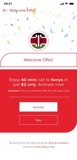 Kenya Welcome offer for all Kenyan customers of Slickcall application